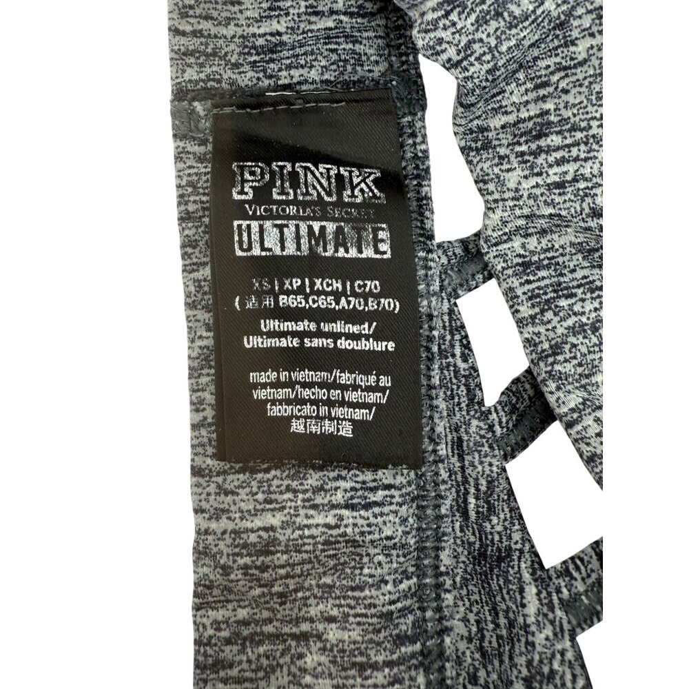 Victorias Secret PINK Strappy Back Gray Athletic Athleisure Sports Bra Ultimate - Picture 9 of 10